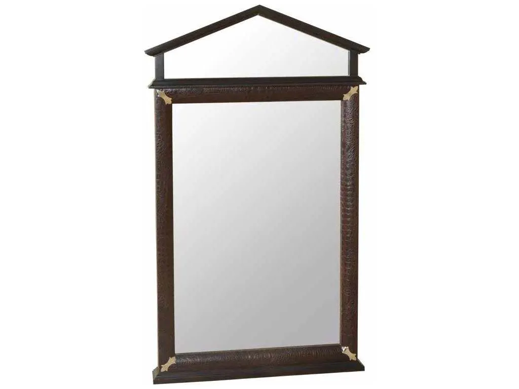Maitland Smith 8196-28  Mirror W/Croc Patterned Leather Inlay