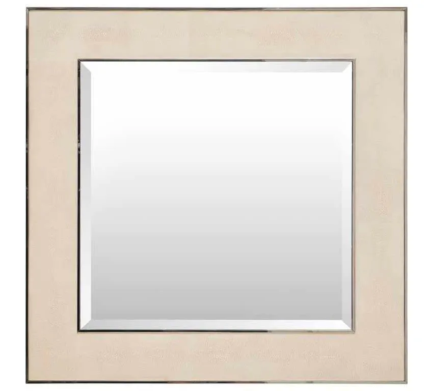 Maitland Smith 8238-28 Ivory Shagreen Leather Inlay Mirror Maitland Smith 8238-28 Ivory Shagreen Leather Inlay Mirror