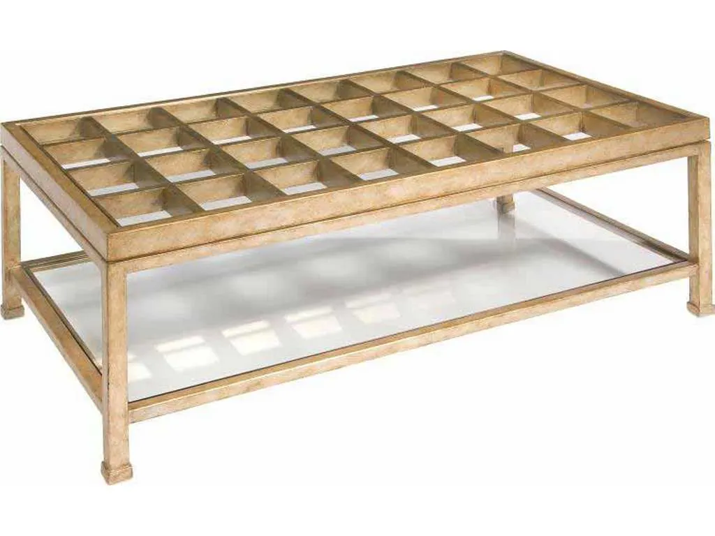 Maitland Smith 8297-33  Antique Gold Cocktail Table with Glass Top