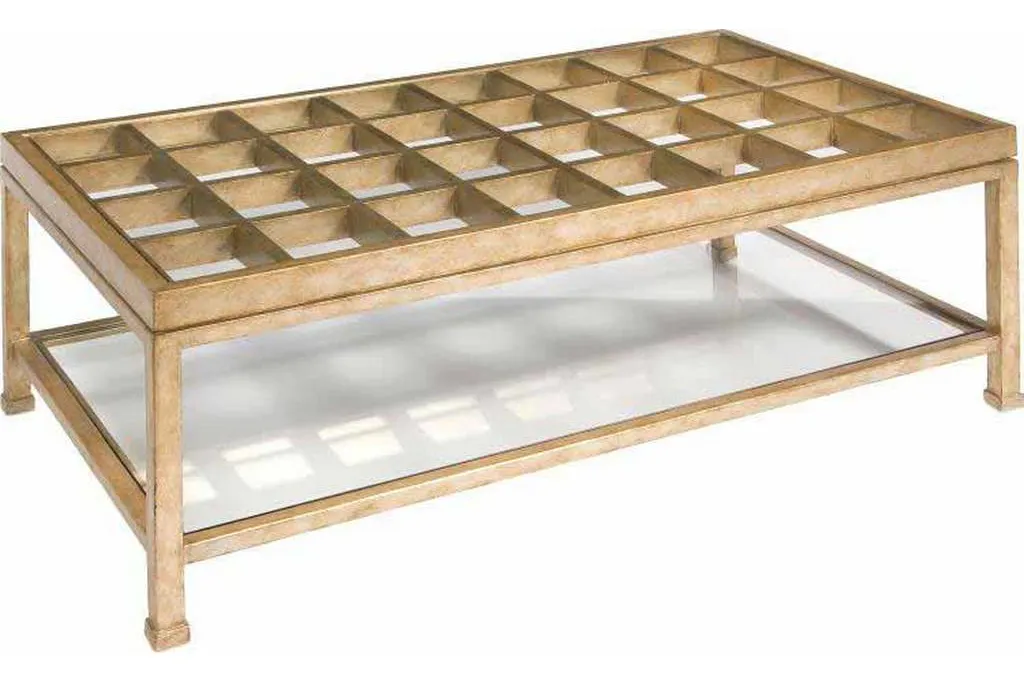 Maitland Smith 8297-33 Antique Gold Cocktail Table with Glass Top Maitland Smith 8297-33 Antique Gold Cocktail Table with Glass Top