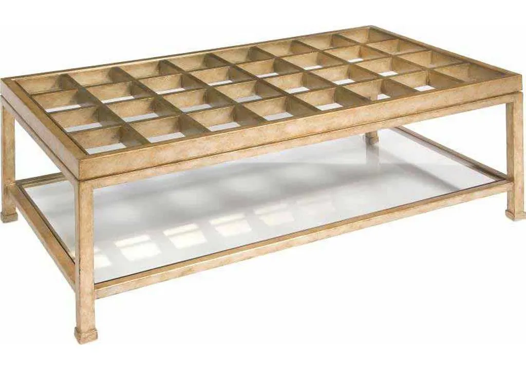 Maitland Smith 8297-33 Antique Gold Cocktail Table with Glass Top Maitland Smith 8297-33 Antique Gold Cocktail Table with Glass Top