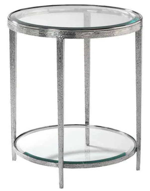Maitland Smith HM1020L Jinx Nickel Round Side Table Maitland Smith HM1020L Jinx Nickel Round Side Table