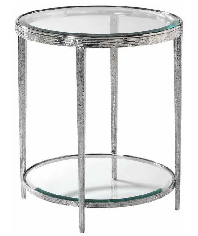Maitland Smith HM1020L Jinx Nickel Round Side Table Maitland Smith HM1020L Jinx Nickel Round Side Table