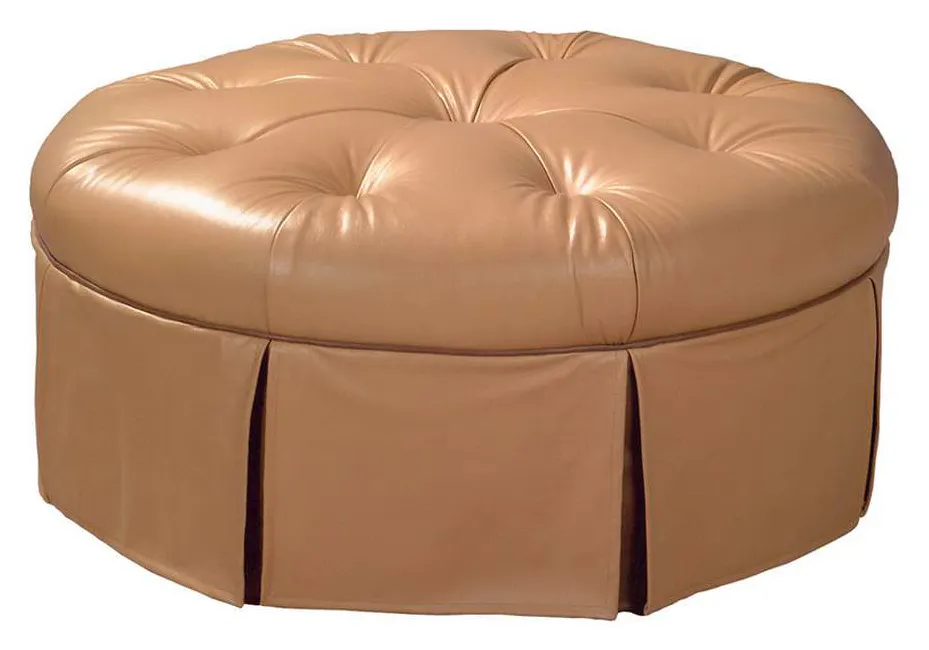 McKinley Leather 31 Round Ottoman with Skirt McKinley Leather 31 Round Ottoman with Skirt