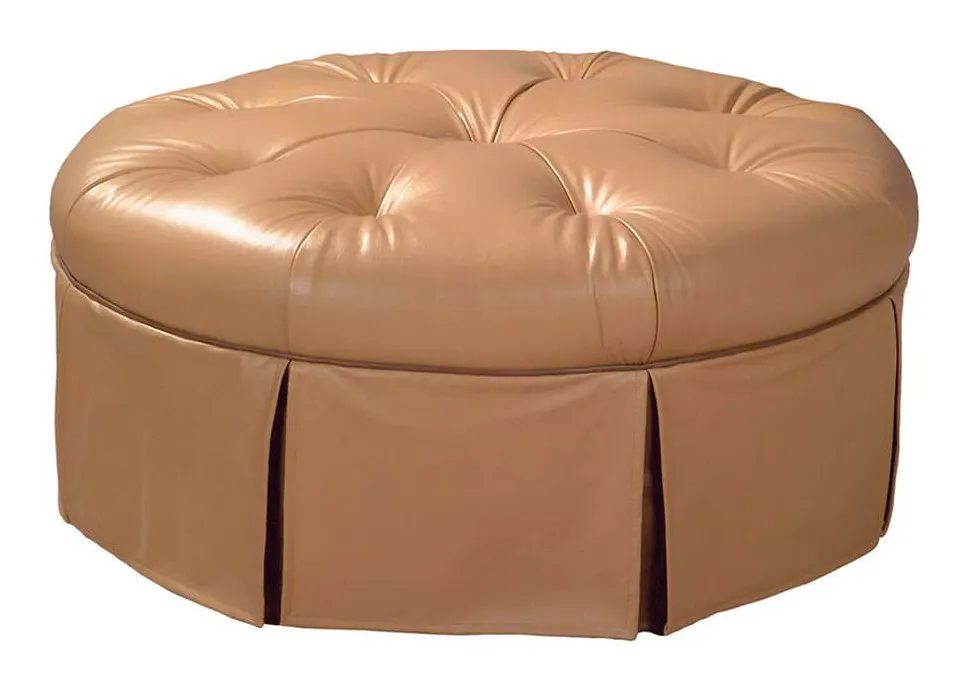 McKinley Leather 31 Round Ottoman with Skirt McKinley Leather 31 Round Ottoman with Skirt