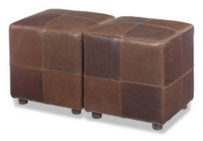 McKinley Leather 34 Cube Ottomans with Pieced Panels McKinley Leather 34 Cube Ottomans with Pieced Panels