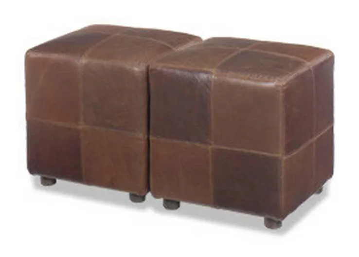 McKinley Leather 34 Cube Ottomans with Pieced Panels McKinley Leather 34 Cube Ottomans with Pieced Panels