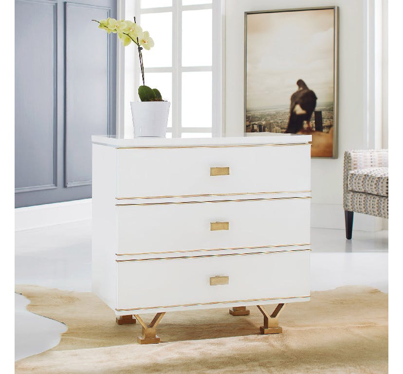 Modern History MH743F02 Linear Bedside Chest White Modern History MH743F02 Linear Bedside Chest White
