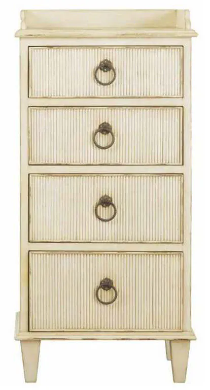 Modern History MH377F02 Four Drawer Gustavian Bedside Cabinet Antique White Modern History MH377F02 Four Drawer Gustavian Bedside Cabinet Antique White