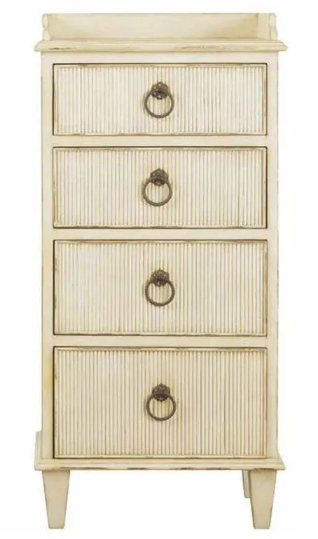 Modern History MH377F02 Four Drawer Gustavian Bedside Cabinet Antique White Modern History MH377F02 Four Drawer Gustavian Bedside Cabinet Antique White