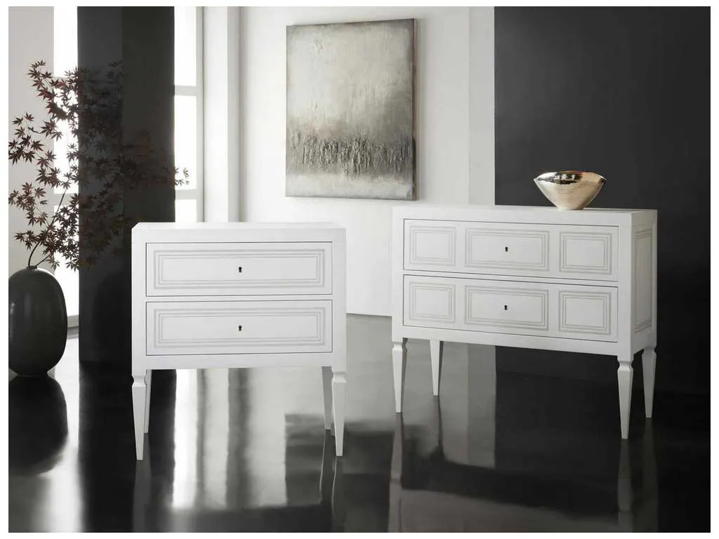 Modern History MH1050F04 Milan Bedside White Linen with Grey Accent Modern History MH1050F04 Milan Bedside White Linen with Grey Accent