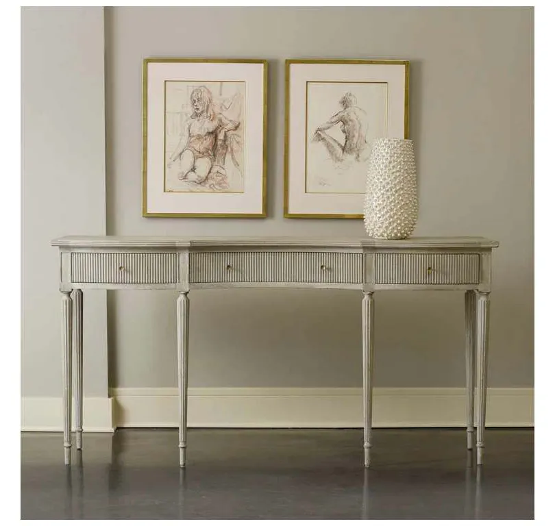 Modern History MH559F02 Ribbed Drawer Console Antique Grey Modern History MH559F02 Ribbed Drawer Console Antique Grey