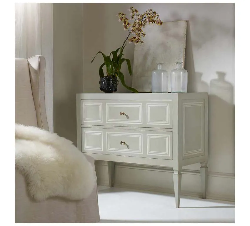 Modern History MH561F02 Milan Commode Grey Paint With Ivory Accent Modern History MH561F02 Milan Commode Grey Paint With Ivory Accent