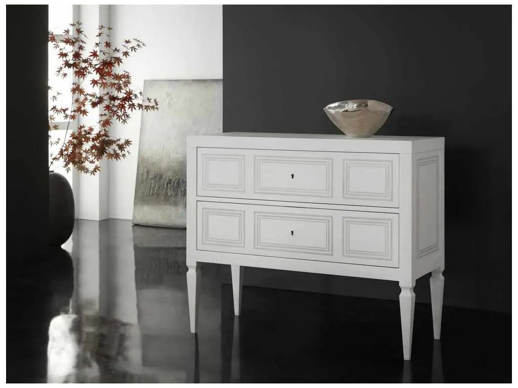 Modern History MH561F04 Milan Commode White Linen With Grey Accent Modern History MH561F04 Milan Commode White Linen With Grey Accent