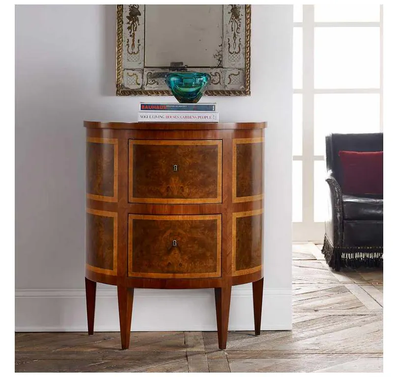 Modern History MH615F01 Inlaid Two Drawer Half Round Modern History MH615F01 Inlaid Two Drawer Half Round