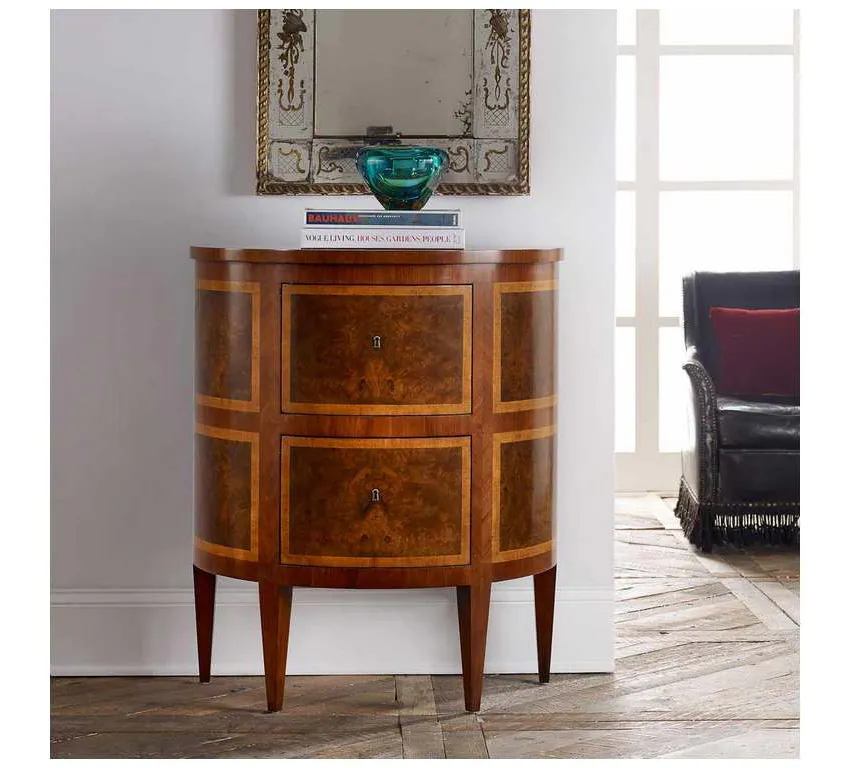 Modern History MH615F01 Inlaid Two Drawer Half Round Modern History MH615F01 Inlaid Two Drawer Half Round