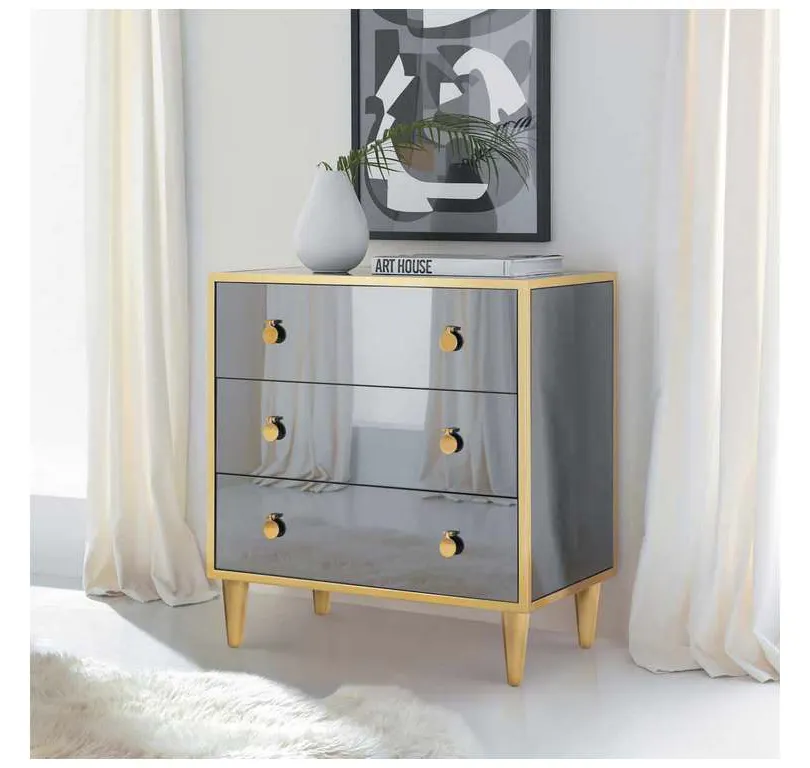 Modern History MH903F01 Smoked Mirror Bedside Chest Modern History MH903F01 Smoked Mirror Bedside Chest