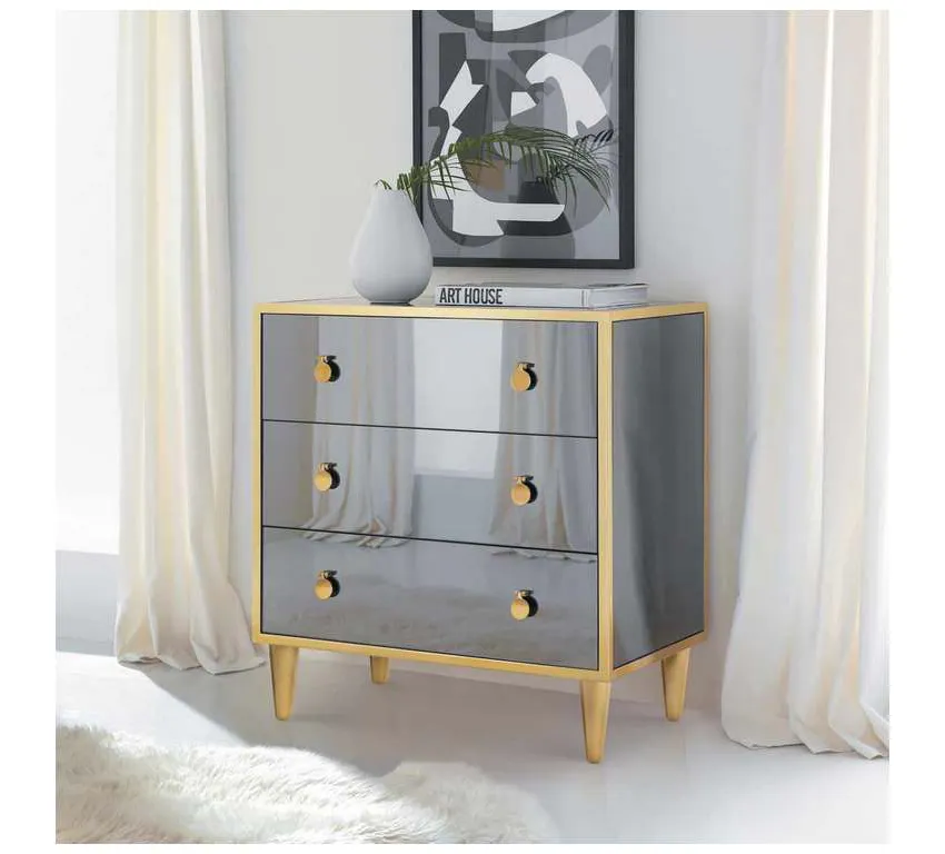 Modern History MH903F01 Smoked Mirror Bedside Chest Modern History MH903F01 Smoked Mirror Bedside Chest