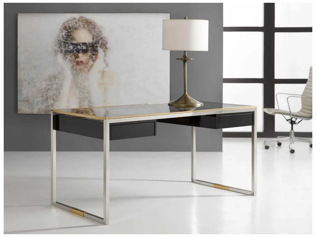 Modern History MH910F01 Stainless and Brass Writing Desk Modern History MH910F01 Stainless and Brass Writing Desk