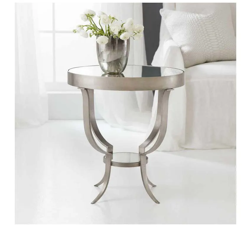 Modern History MH994F04 Small Gueridon Table Antique Aluminum Modern History MH994F04 Small Gueridon Table Antique Aluminum
