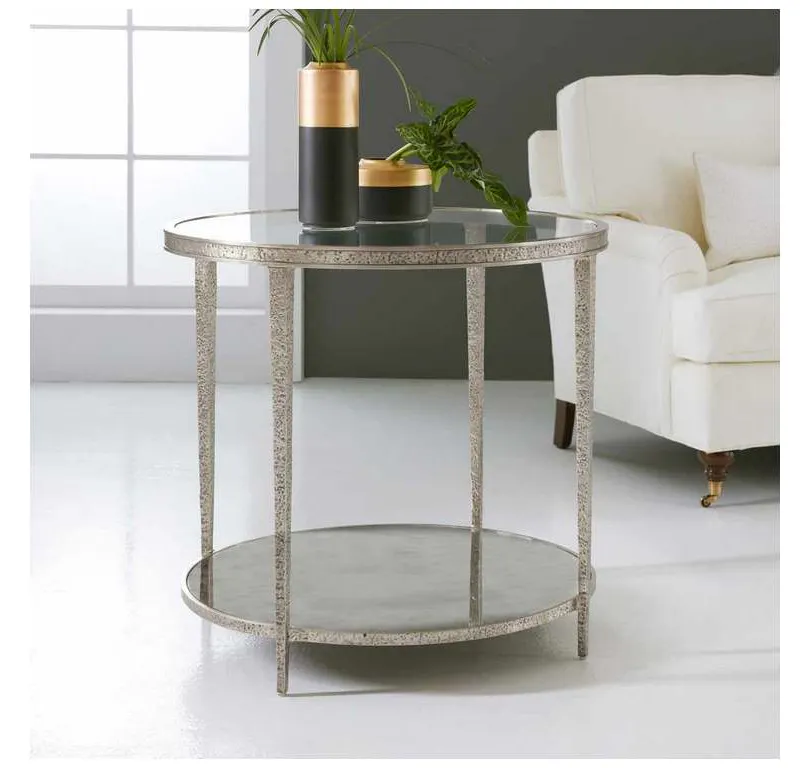 Modern History MH1015F04 Small Sculpture Round End Table Antique Aluminum Modern History MH1015F04 Small Sculpture Round End Table Antique Aluminum