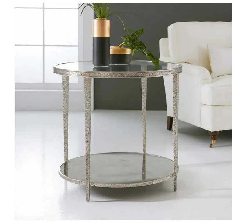 Modern History MH1015F04 Small Sculpture Round End Table Antique Aluminum Modern History MH1015F04 Small Sculpture Round End Table Antique Aluminum