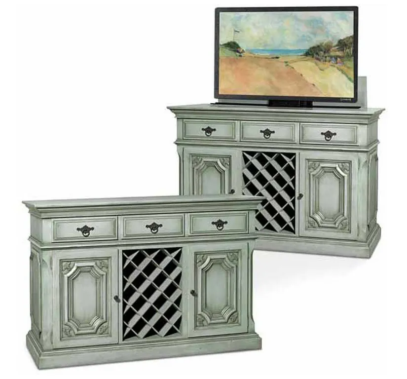 Old Biscayne Designs 4139 Opt 1 LeBlanc Console with TV Unit Old Biscayne Designs 4139 Opt 1 LeBlanc Console with TV Unit