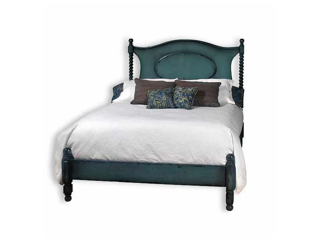 Old Biscayne Designs   Twila Queen Rustic Turquoise Bed