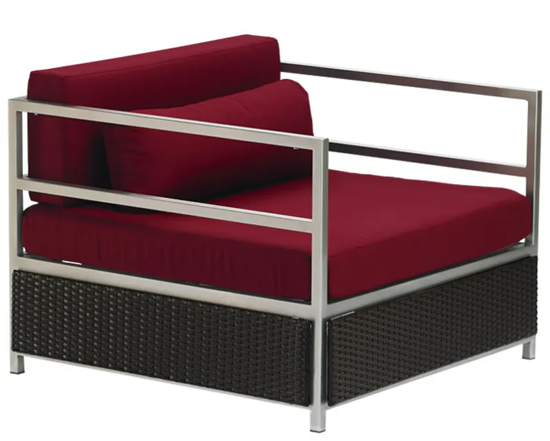 Tropitone 510711AC Cabana Club Stainless Steel Woven Cabana Club Woven Arm Chair Half Woven Tropitone 510711AC Cabana Club Stainless Steel Woven Cabana Club Woven Arm Chair Half Woven