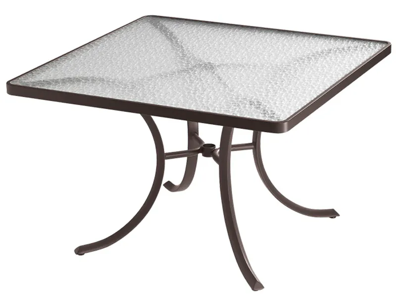 Tropitone 1877 Acrylic and Glass Tables 42 inch Square Dining Table, Acrylic Tropitone 1877 Acrylic and Glass Tables 42 inch Square Dining Table, Acrylic