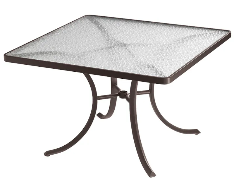 Tropitone 1877 Acrylic and Glass Tables 42 inch Square Dining Table, Acrylic Tropitone 1877 Acrylic and Glass Tables 42 inch Square Dining Table, Acrylic