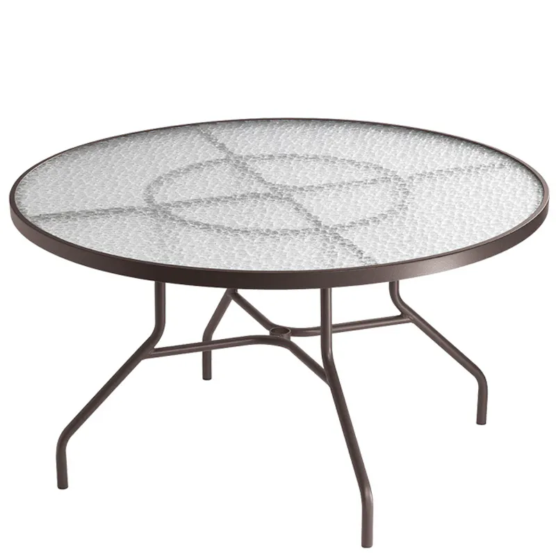 Tropitone 647N Acrylic and Glass Tables 48 inch Round Dining Umbrella Table