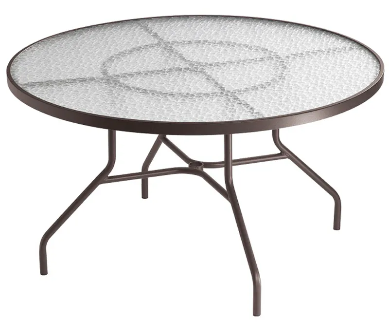 Tropitone 647N Acrylic and Glass Tables 48 inch Round Dining Umbrella Table Tropitone 647N Acrylic and Glass Tables 48 inch Round Dining Umbrella Table