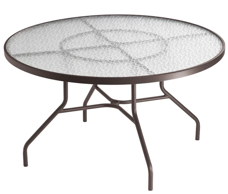 Tropitone 647N Acrylic and Glass Tables 48 inch Round Dining Umbrella Table Tropitone 647N Acrylic and Glass Tables 48 inch Round Dining Umbrella Table