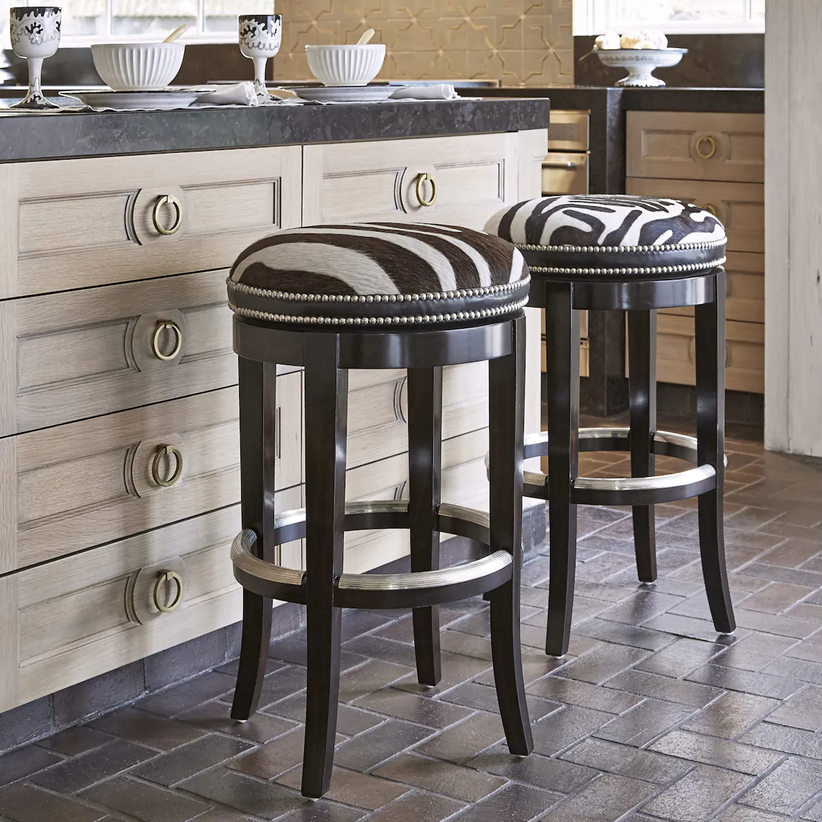 Ambella Home 03534-520-011 Zebrano Swivel Counter Stool Backless Ambella Home 03534-520-011 Zebrano Swivel Counter Stool Backless