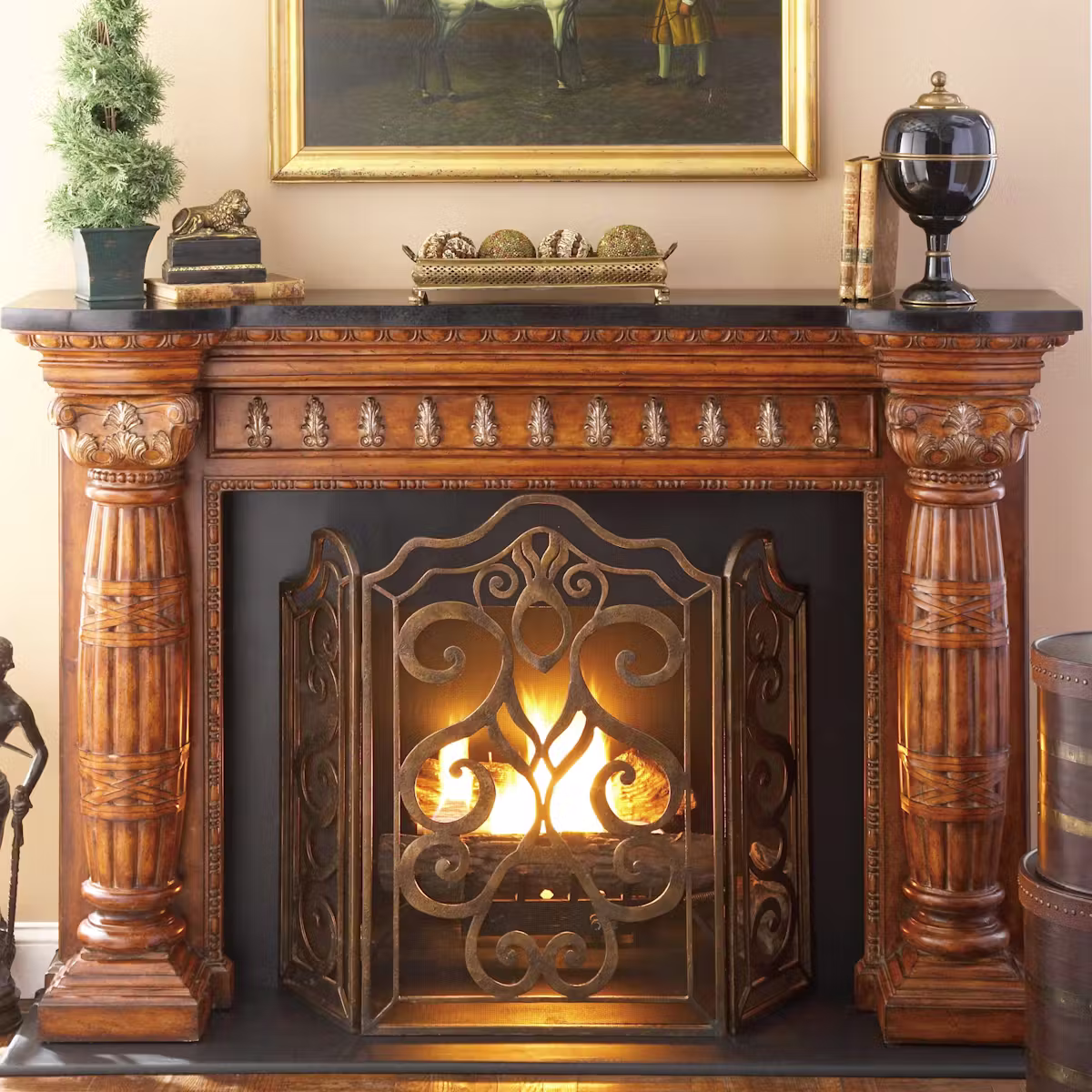 Ambella Home 05133-460-001 Tiger Lily 3-Panel Fireplace Screen Ambella Home 05133-460-001 Tiger Lily 3-Panel Fireplace Screen
