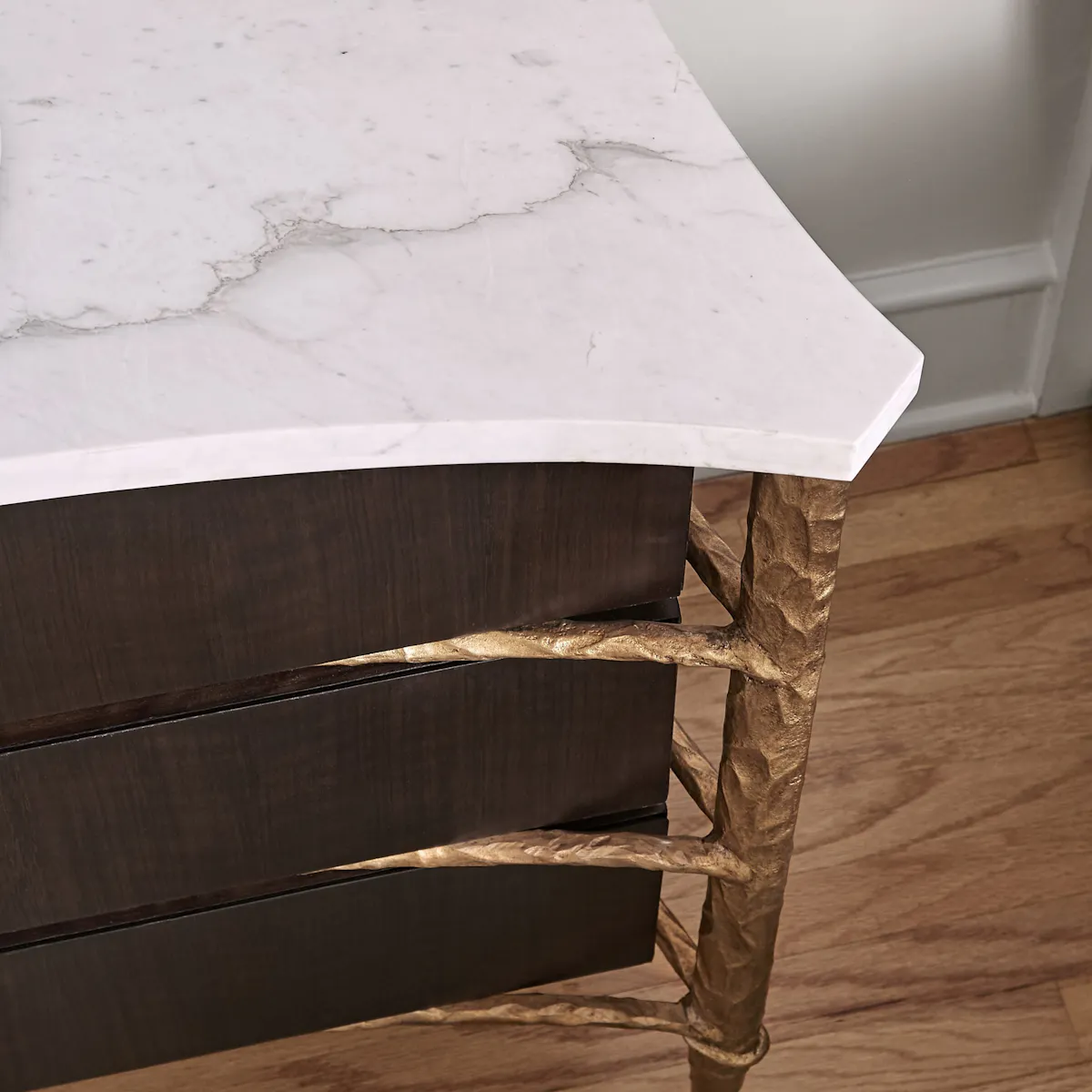 Ambella Home 06813-830-001 Chiseled Chest Walnut / Gold Ambella Home 06813-830-001 Chiseled Chest Walnut / Gold