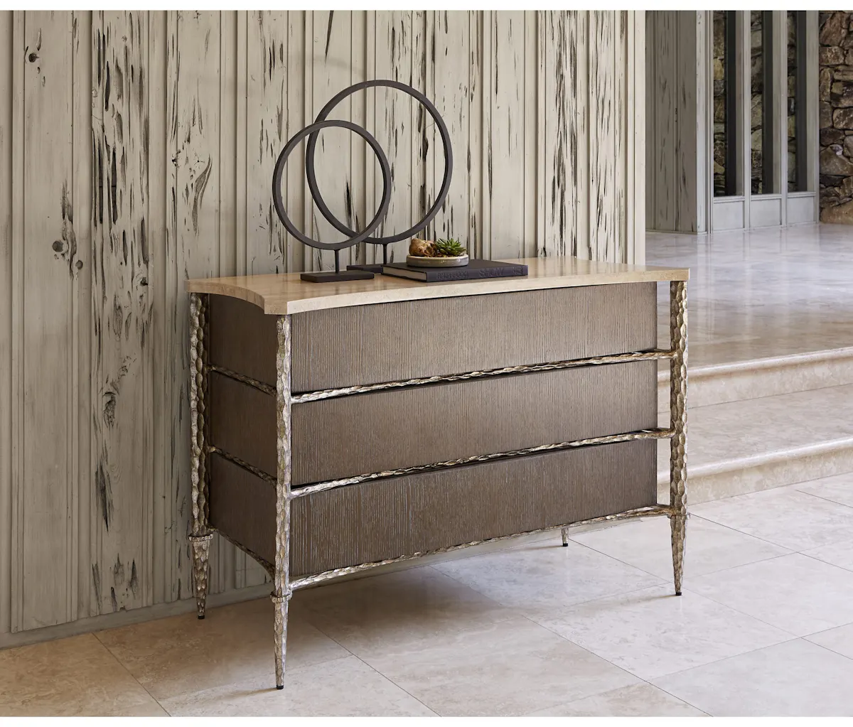 Ambella Home 09133-830-001 Chiseled Chest Driftwood / Ant. Silver Ambella Home 09133-830-001 Chiseled Chest Driftwood / Ant. Silver