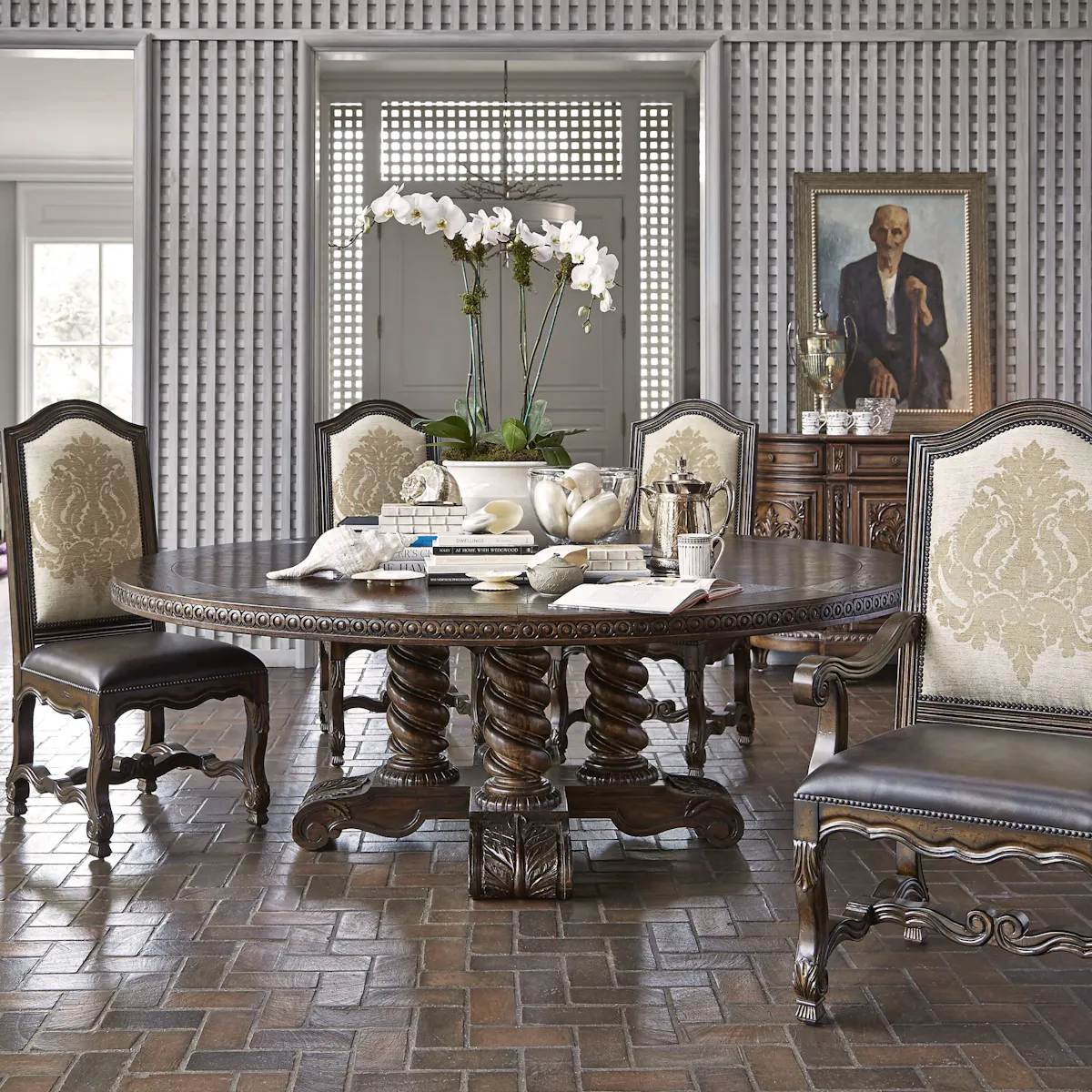 Ambella Home 17501-600-086 Castilian Round Dining Table 86" Ambella Home 17501-600-086 Castilian Round Dining Table 86"