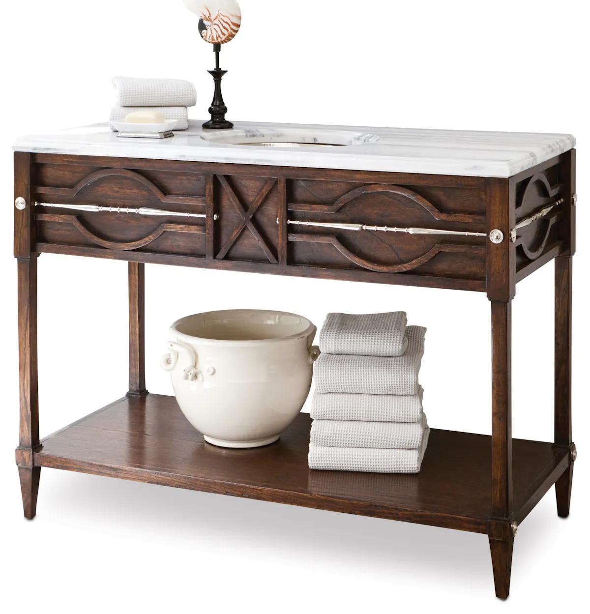 Ambella Home 17554-110-401 Spindle Sink Chest Walnut Ambella Home 17554-110-401 Spindle Sink Chest Walnut