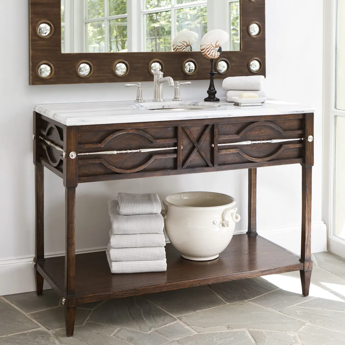 Ambella Home 17554-110-401 Spindle Sink Chest Walnut Ambella Home 17554-110-401 Spindle Sink Chest Walnut