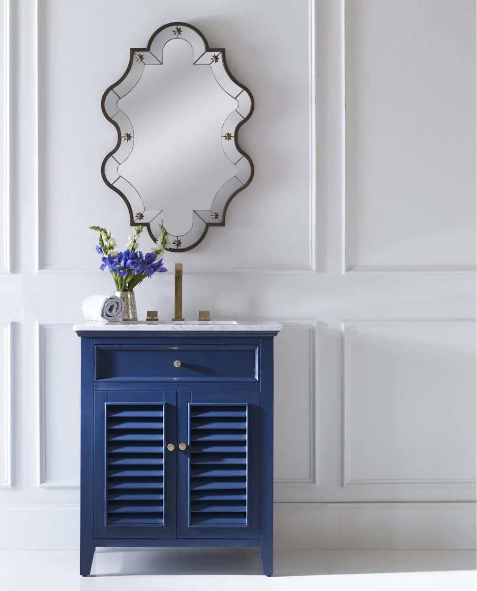 Ambella Home 17590-110-221 Louvered Medium Sink Chest Cadet Blue Ambella Home 17590-110-221 Louvered Medium Sink Chest Cadet Blue