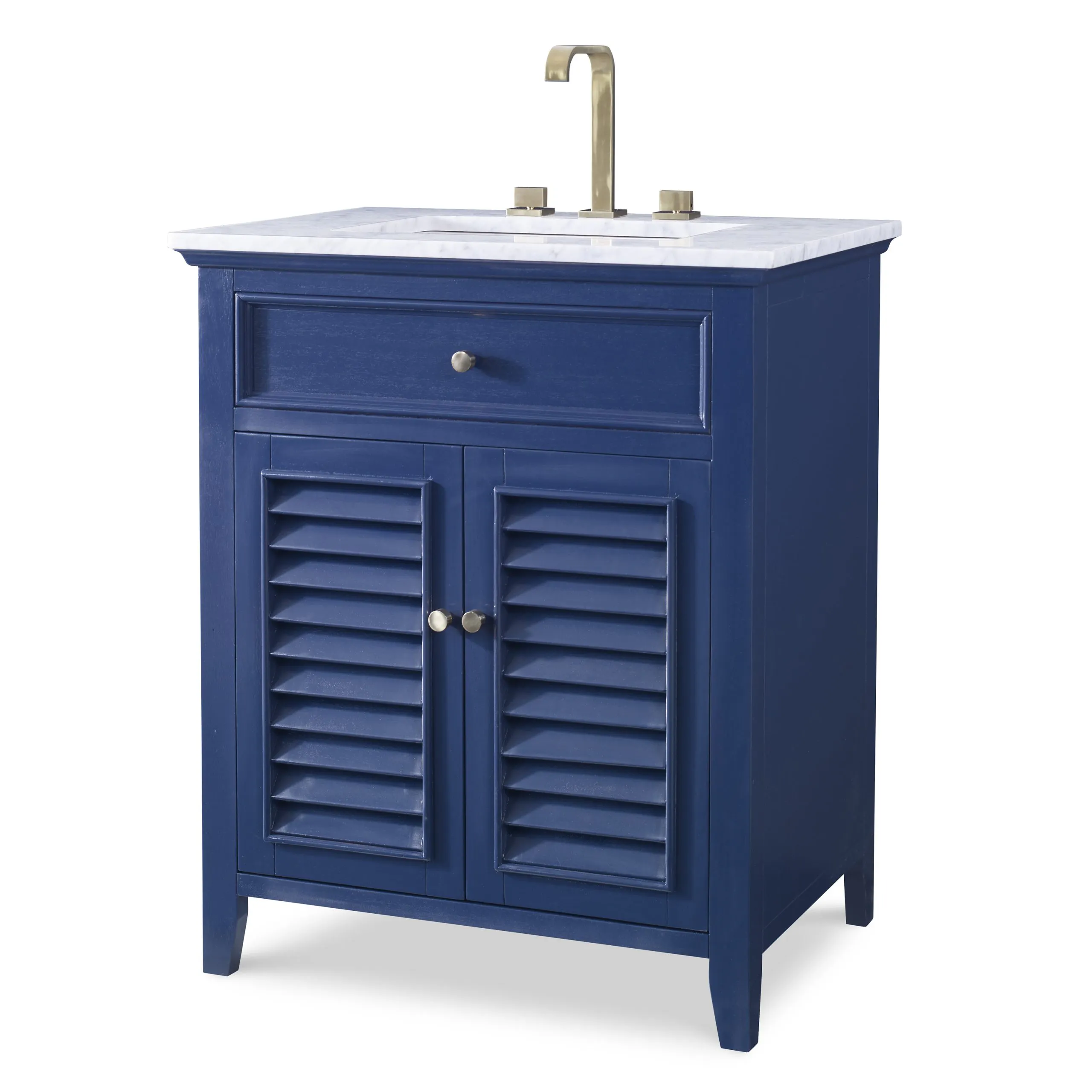 Ambella Home 17590-110-221 Louvered Medium Sink Chest Cadet Blue