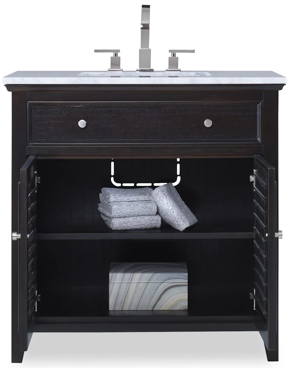 Ambella Home 17590-110-326 Louvered Sink Chest Rubbed Raven Ambella Home 17590-110-326 Louvered Sink Chest Rubbed Raven