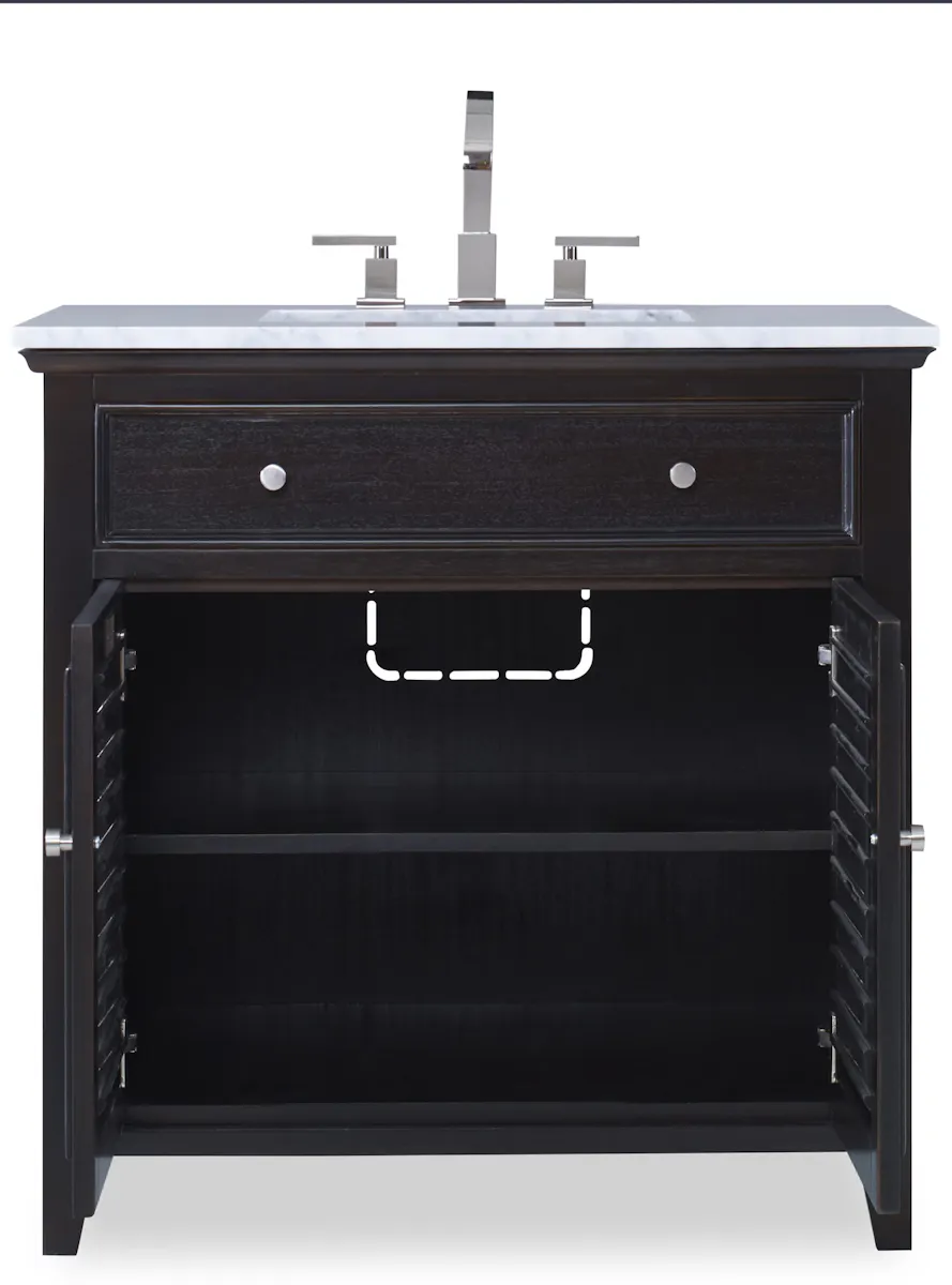 Ambella Home 17590-110-326 Louvered Sink Chest Rubbed Raven Ambella Home 17590-110-326 Louvered Sink Chest Rubbed Raven