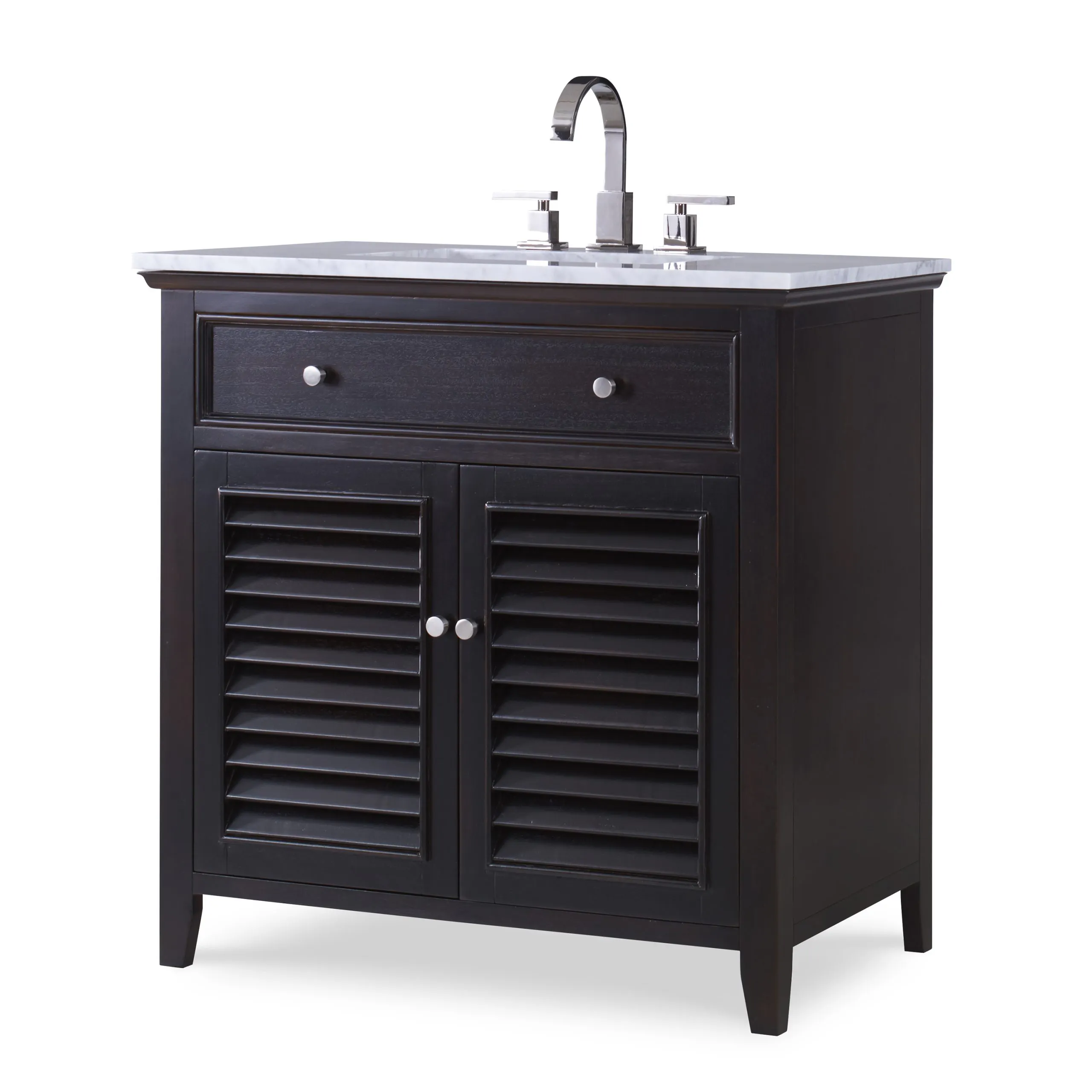 Ambella Home 17590-110-326 Louvered Sink Chest Rubbed Raven