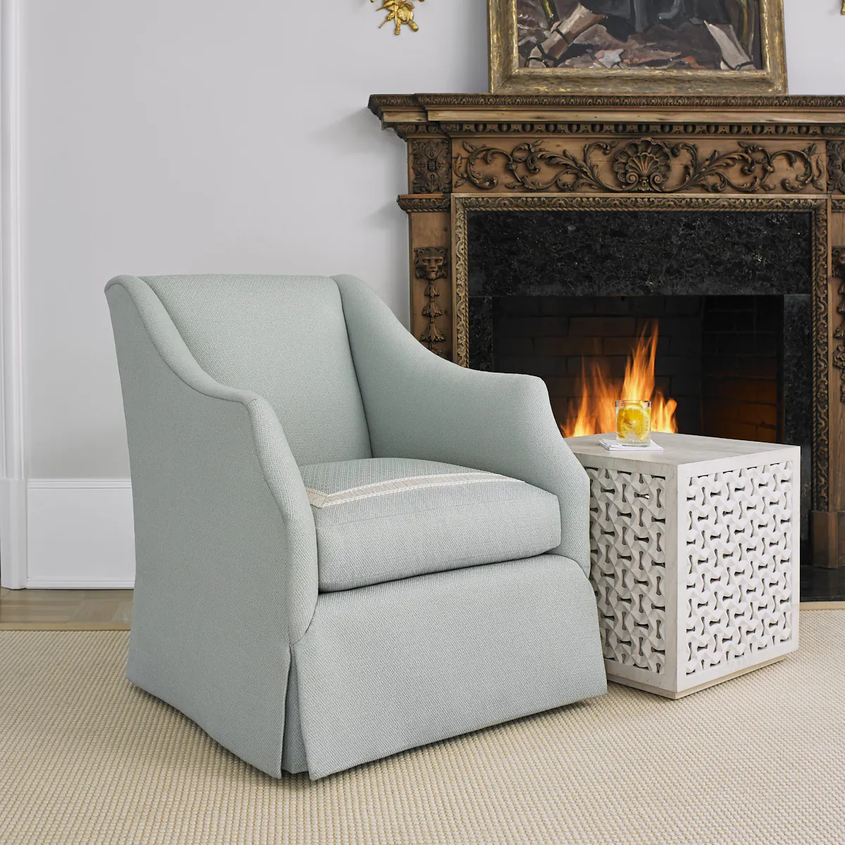 Ambella Home 240-00 Claudette Chair Skirted Ambella Home 240-00 Claudette Chair Skirted