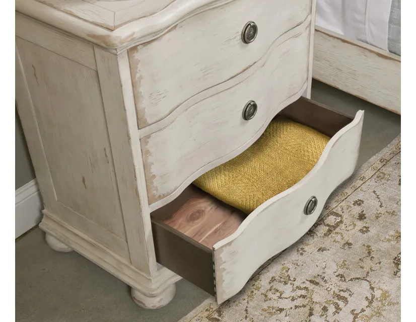 American Drew 309-420C Helene Three Drawer Nightstand - Creme American Drew 309-420C Helene Three Drawer Nightstand - Creme