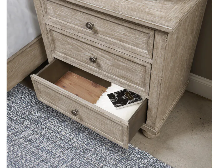 American Drew 309-421B Miriam Three Drawer Straight Nightstand - Breve American Drew 309-421B Miriam Three Drawer Straight Nightstand - Breve