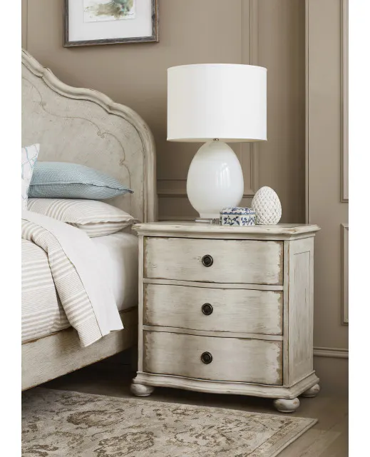 American Drew 309-420C Helene Three Drawer Nightstand - Creme American Drew 309-420C Helene Three Drawer Nightstand - Creme